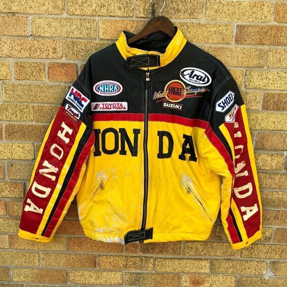 Vintage 1974 Honda Racing Jacket LEATHER RACING JACKET - Picture 1 of 16